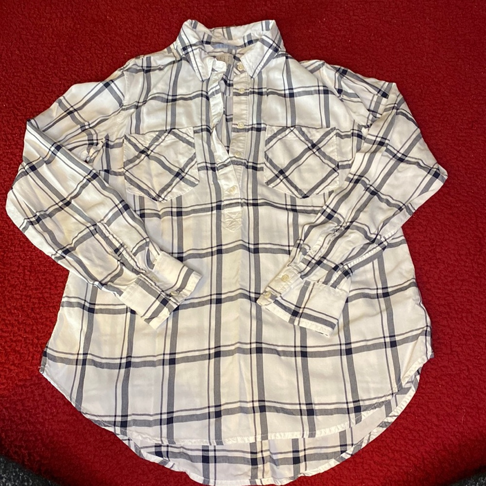 A new day navy plaid button down